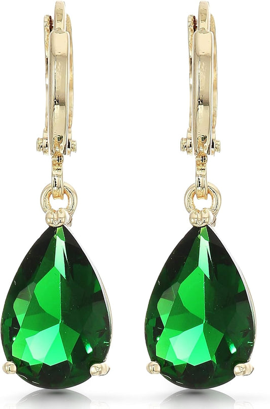 Crystalline Azuria Dange Women Teardrop Earrings with Box 18K Gol