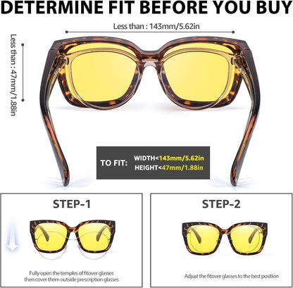 FIMILU Night Vision Fit Over Glasses for Women Men, Polarized Nig