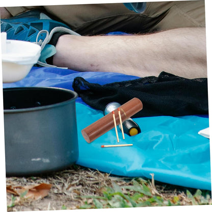 Luxshiny Match Storage Tube for Camping Portable Wooden Match Hol