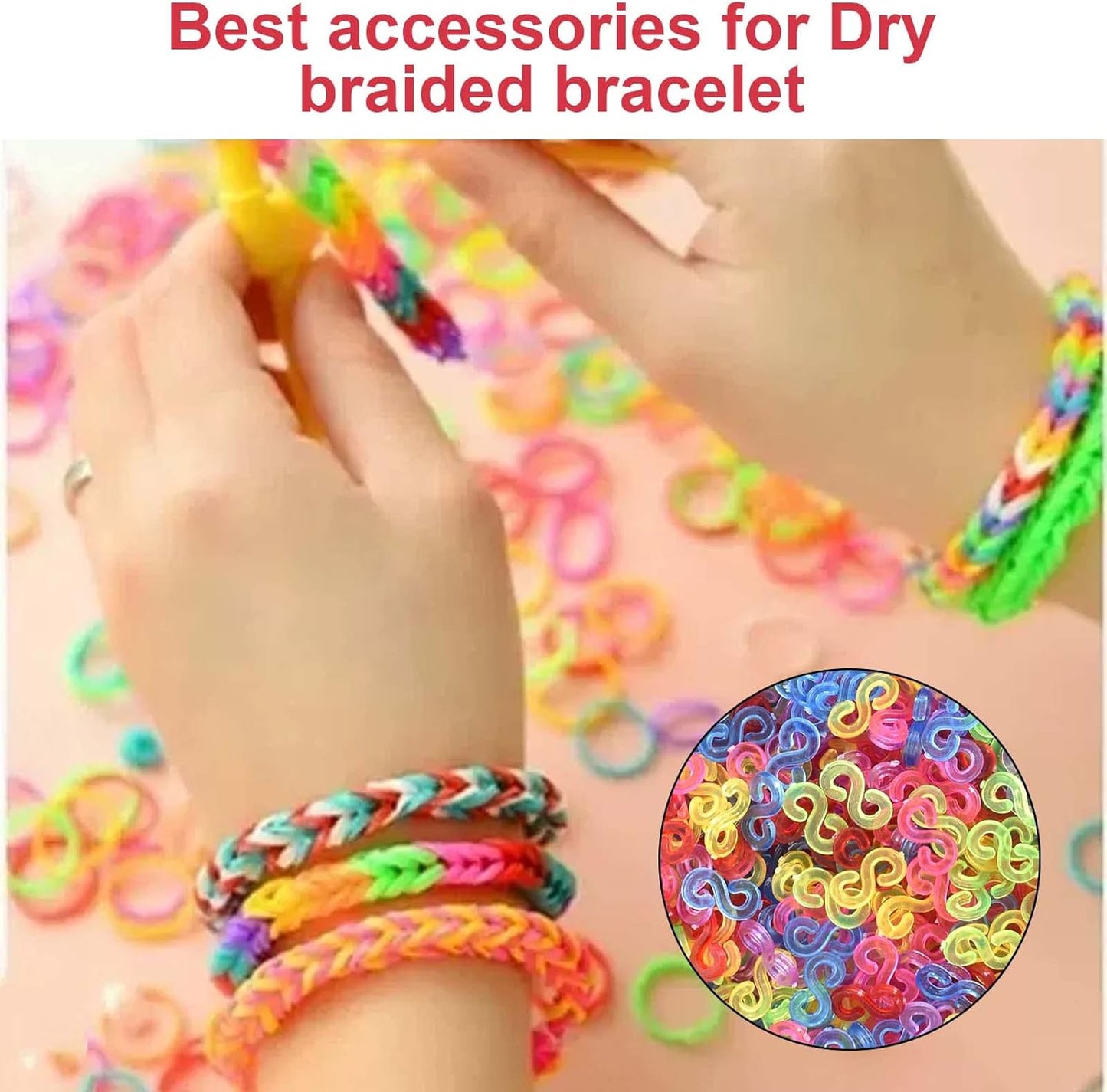 Kioiner 500 Pcs S Clips, Rubber Band Clips, Plastic Loom Bands Connectors R