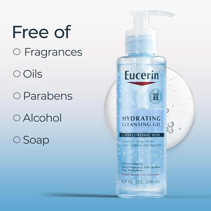 Eucerin, Hydrating Cleansing Gel + Hyaluronic Acid, 6.8 fl oz (200 ml)