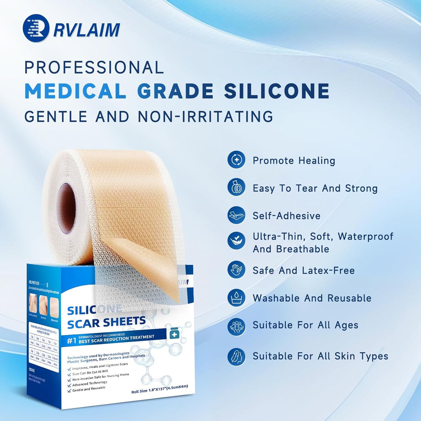 Rvlaim Silicone Scar Sheets, Silicone Scar Tape(1.8? x 157? Roll