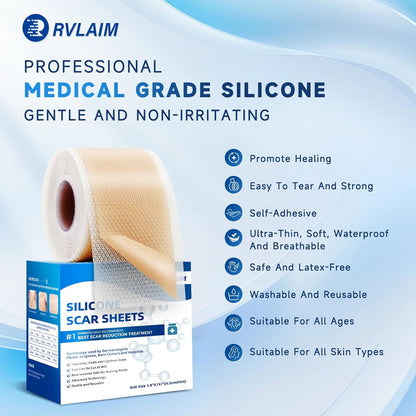 Rvlaim Silicone Scar Sheets, Silicone Scar Tape(1.8? x 157? Roll