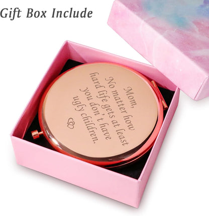 Mom Gifts from Daughter Son Children, Personalized Compact Mirrors, Funny f
