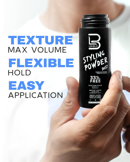 L3 Level 3 Styling Powder - Natural Look Mens Powder - Easy to Apply with N