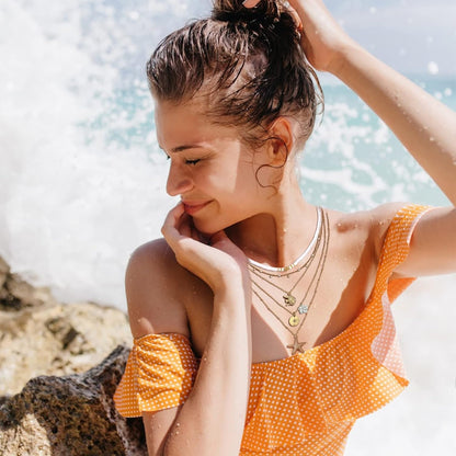 Layered Puka Shell Necklace for Women Gold Seashell Starfish Palm Sun Penda