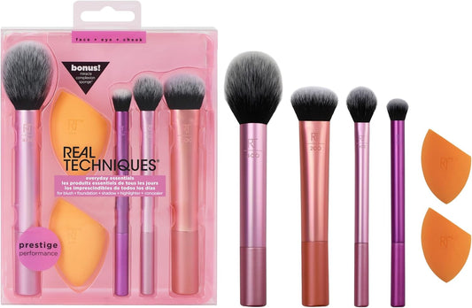 Real Techniques Makeup Brush Set with 2 Sponge Blenders for Eyeshadow, Foun