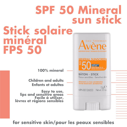 Eau Thermale Av?ne Sunscreen SPF 50 Face and Body Stick, Mineral