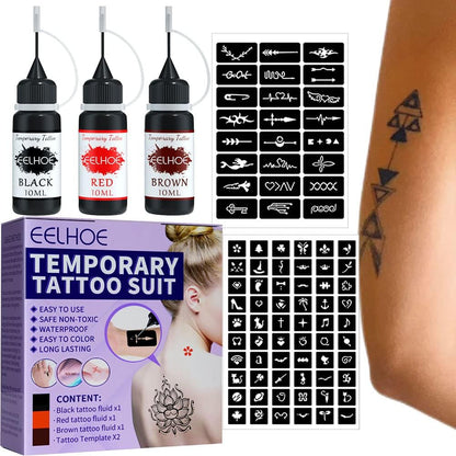 CeFurisy Temporary Tattoo Set, Freehand Fake Tattoos with 3 Colors Fruitty