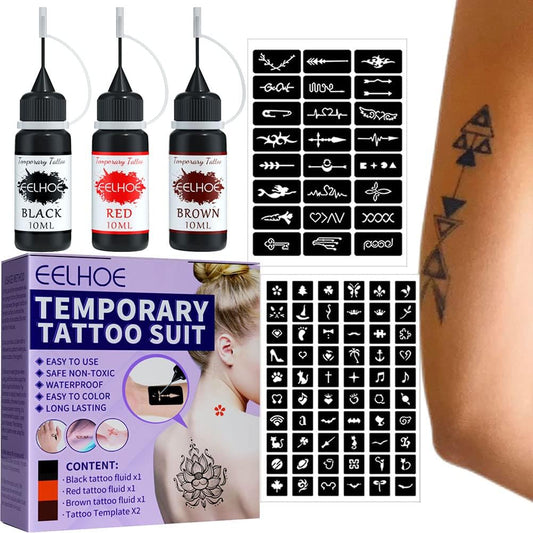 CeFurisy Temporary Tattoo Set, Freehand Fake Tattoos with 3 Colors Fruitty