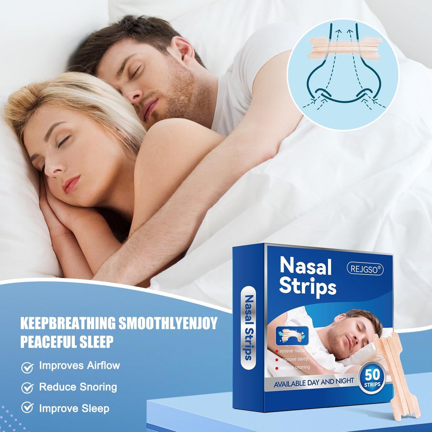 Nasal Strips for Snoring,Extra Strength Nose Strips Breathing,Ant