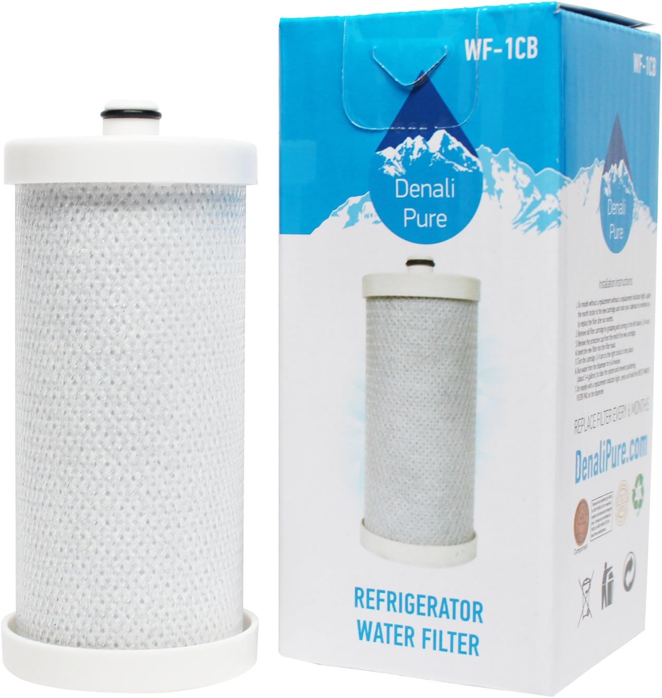Denali Pure Water Filter Replacement for  Frigidaire 1CB, Kenmore, Sears, White  Westinghouse, Crosley Refrigerators - Compatible  with Frigidaire WF1CB, WFCB, FRS6R5ESBL,  FRS6R5ESB6, FRS6LR5EM2
