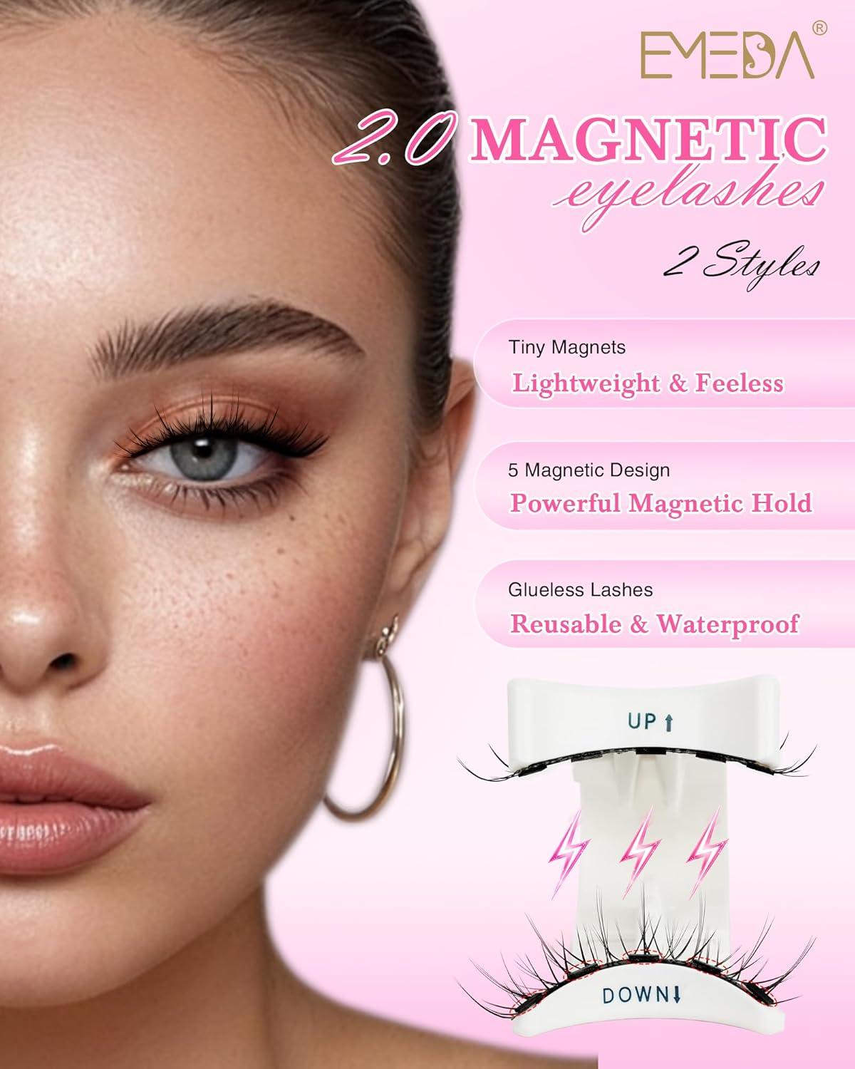 Magnetic Eyelashes Manga Lashes Natural Look, Easy To Wear And Remover, 2 P