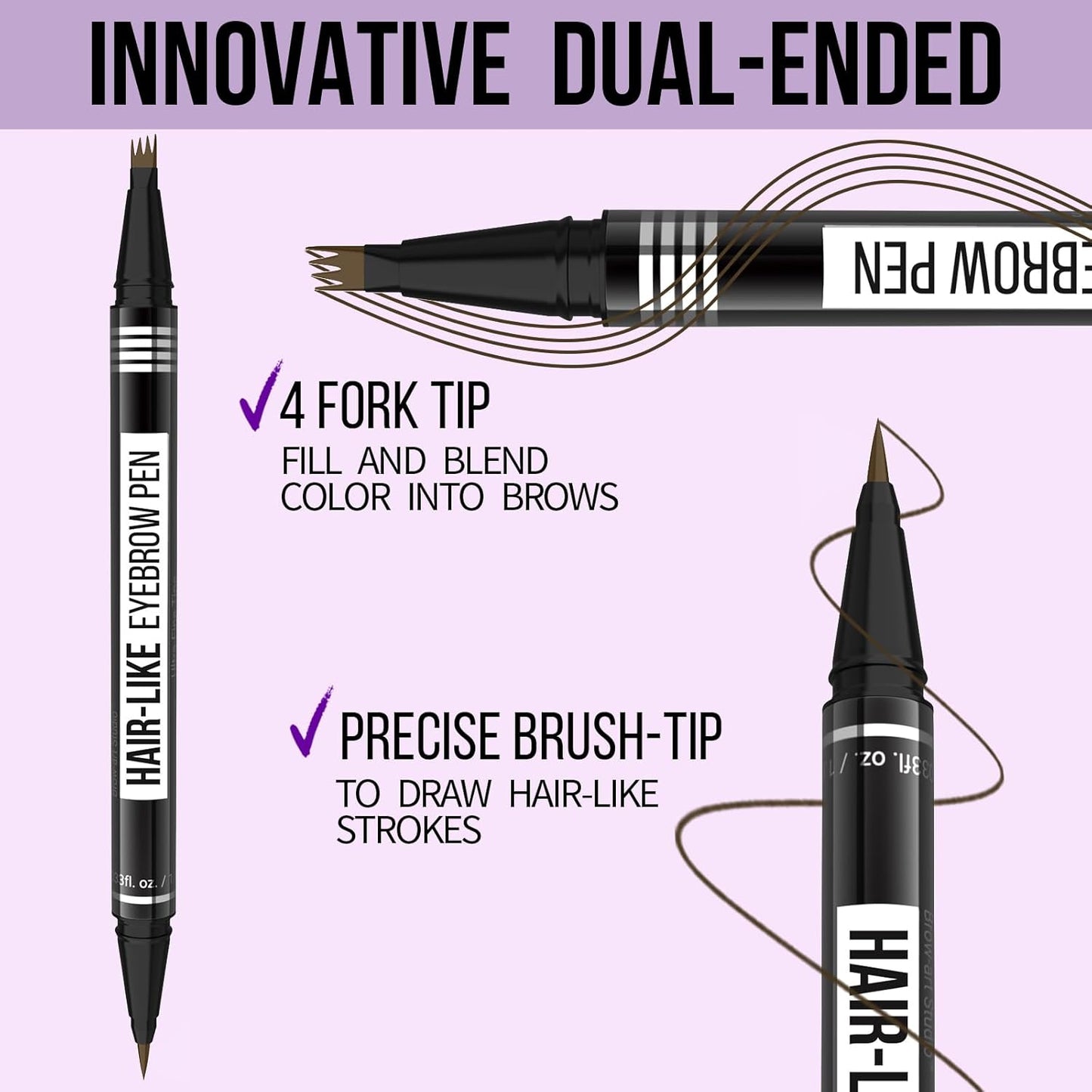 Microblading Eyebrow Pen - Eyebrow Pencil Magical 2-in-1 Dual-Ended Waterpr