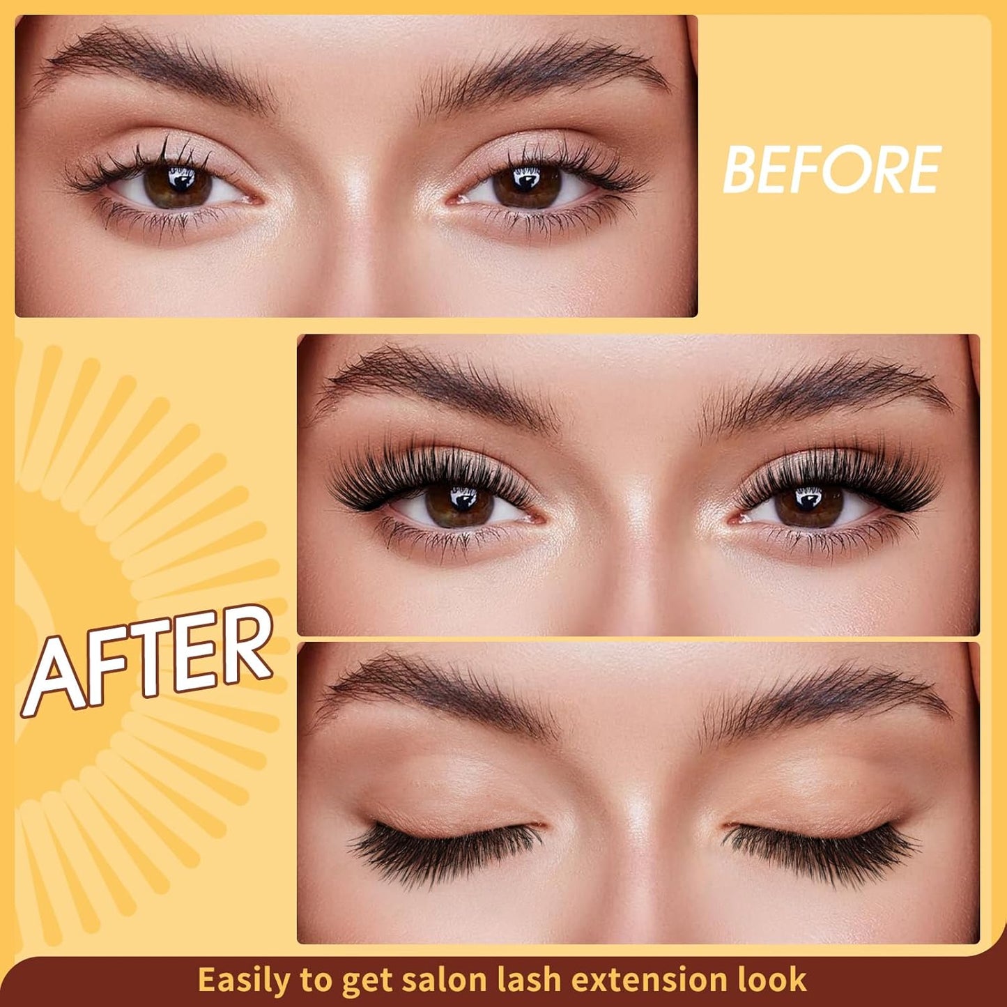 QUEWEL Magnetic Eyelashes Natural Look, Reusable Magnetic Lashes