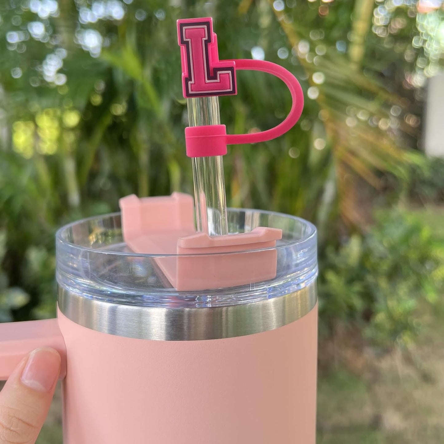 Velaco 4 PCS Initial Letter Charm Accessories and Straw Cover Pack- Chains