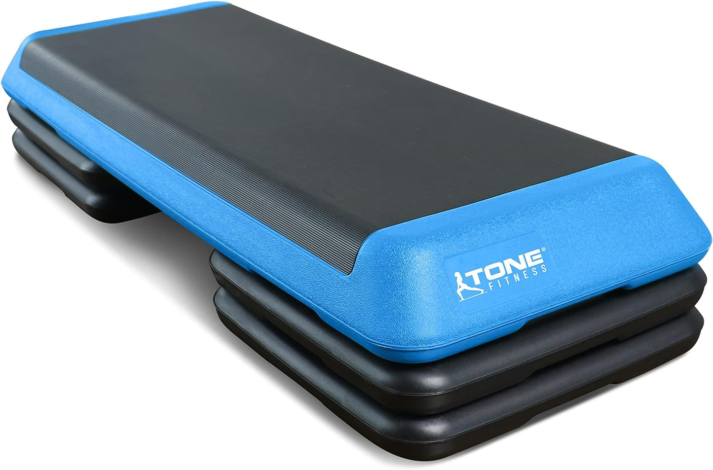Tone Fitness 43'' Adjustable Aerobic Stepper Platform (4" - 6" - 8" with 4 adjustable Risers)-Blue