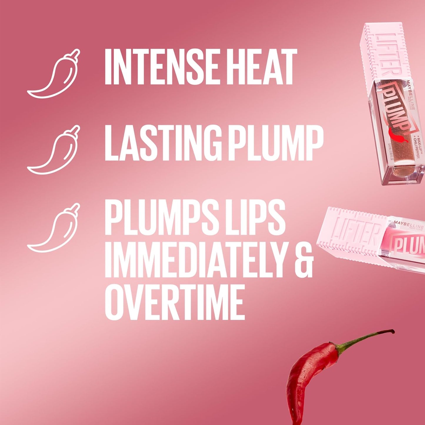MAYBELLINE Lifter Gloss Lifter Plump, Plumping Lip Gloss with Chili Pepper