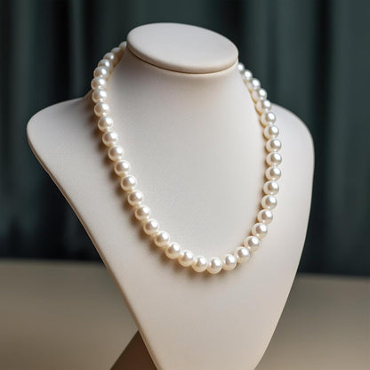 AOOVOO Pearl Necklace Set for Women Girls, 8mm Round Shell Pearl Includes S