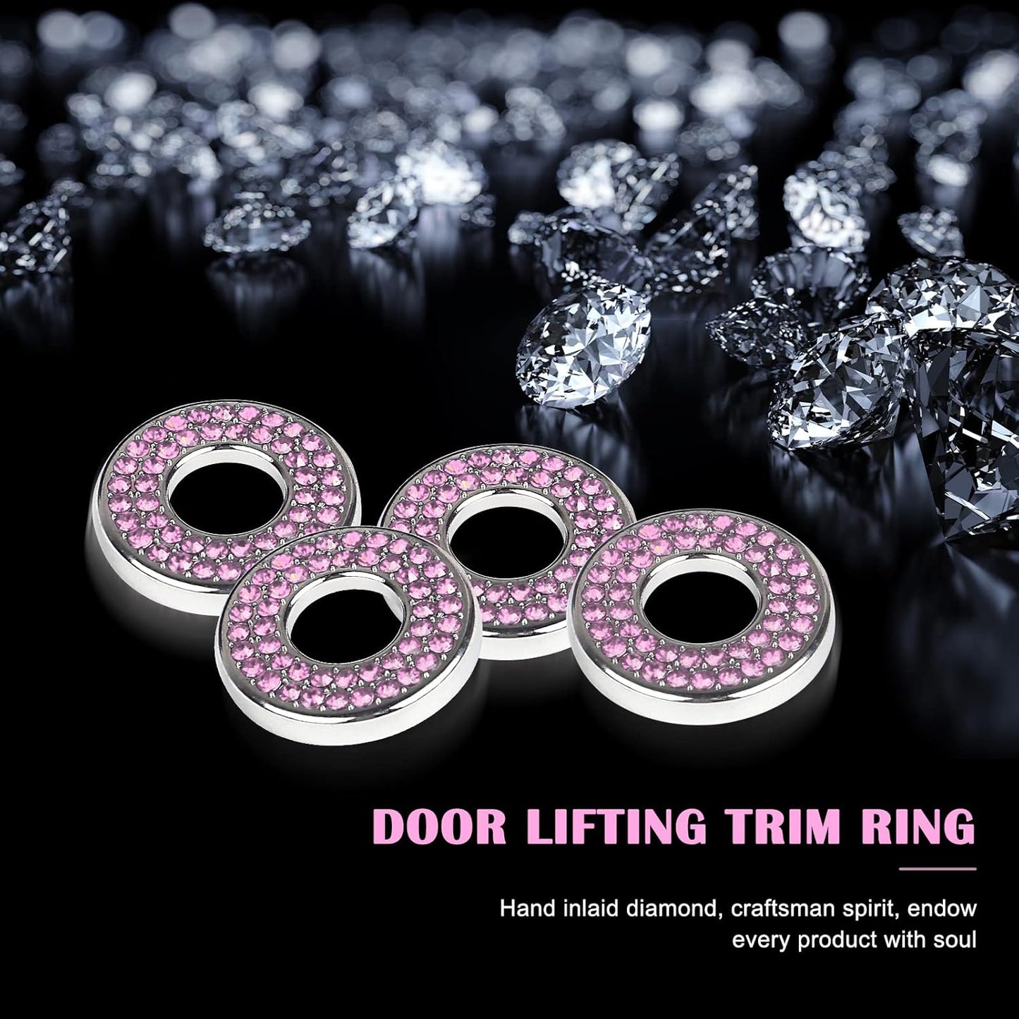 Sodcay 4 Pack Bling Car Inner Door Lock Covers, Rhinestones Pull