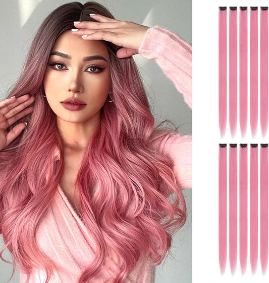 10 PCS Hair Extensions for Women, Clip in Hair Extensions Synthetic Straigh