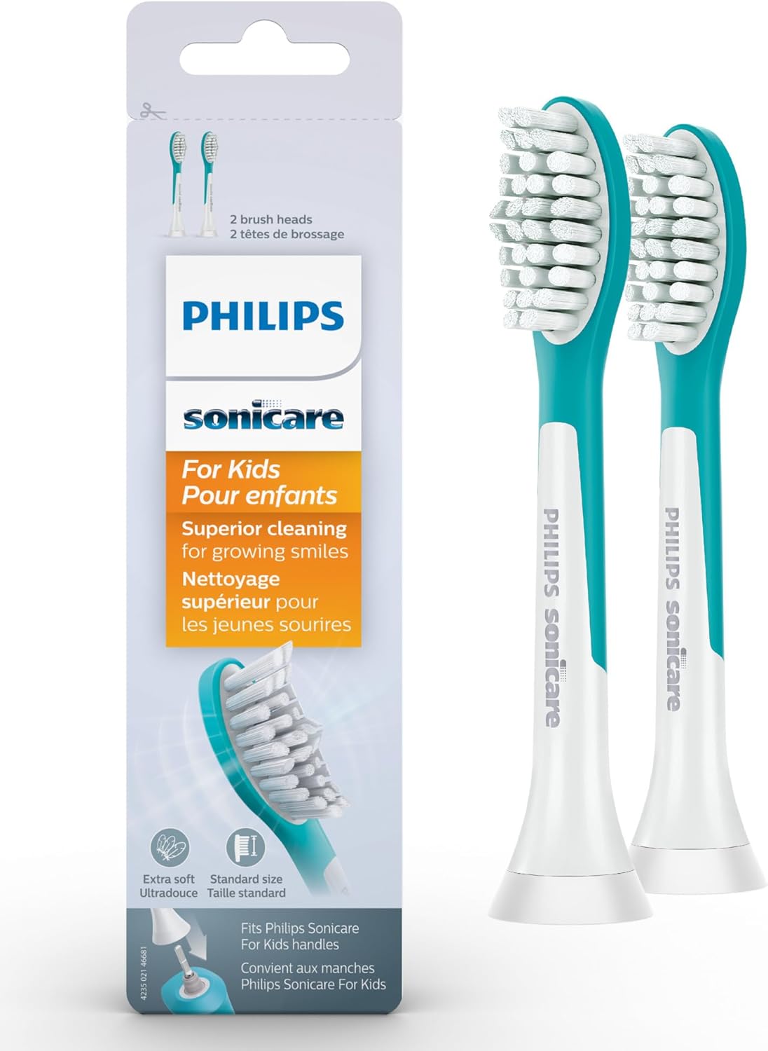 Philips Sonicare For Kids Replacement Brush Heads, 2 Pack, HX6042