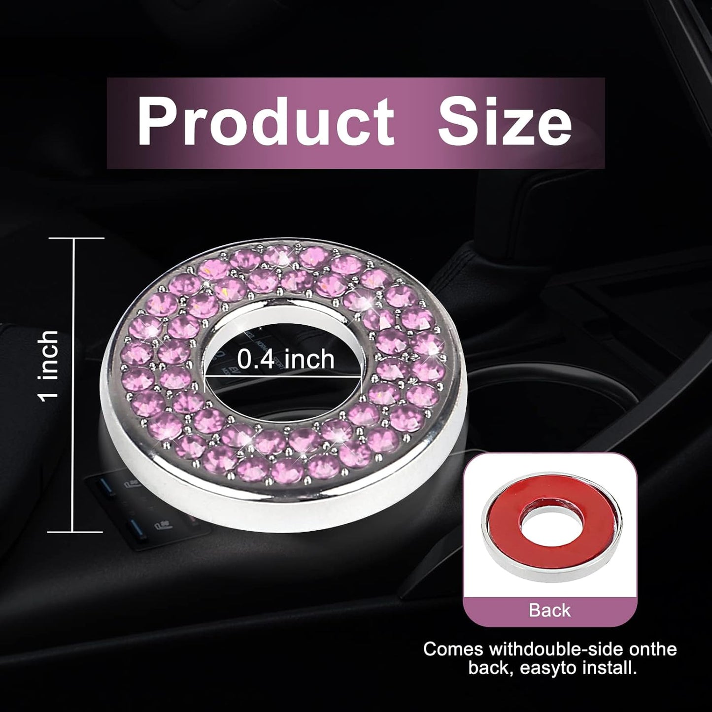 Sodcay 4 Pack Bling Car Inner Door Lock Covers, Rhinestones Pull