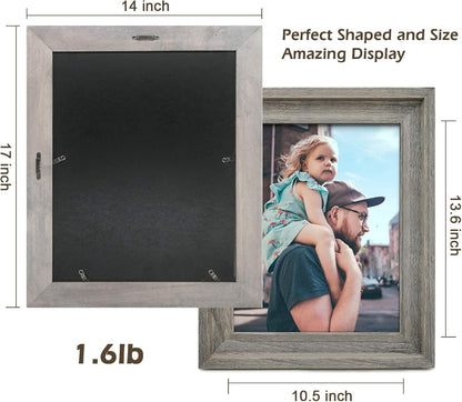 EosGlac Rustic 11x14 Picture Frame Matted to 8x10, Wooden Frames Weathered Gray