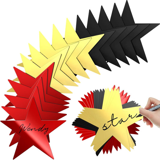80 Pieces Stars Cutouts Double Printed Paper Star  Decorations Glitter Star Confetti Cutouts  Cardboard Stars for Bulletin Board Classroom Wall  Party Decoration Supply, 6 Inches (Gold, Red,  Black)