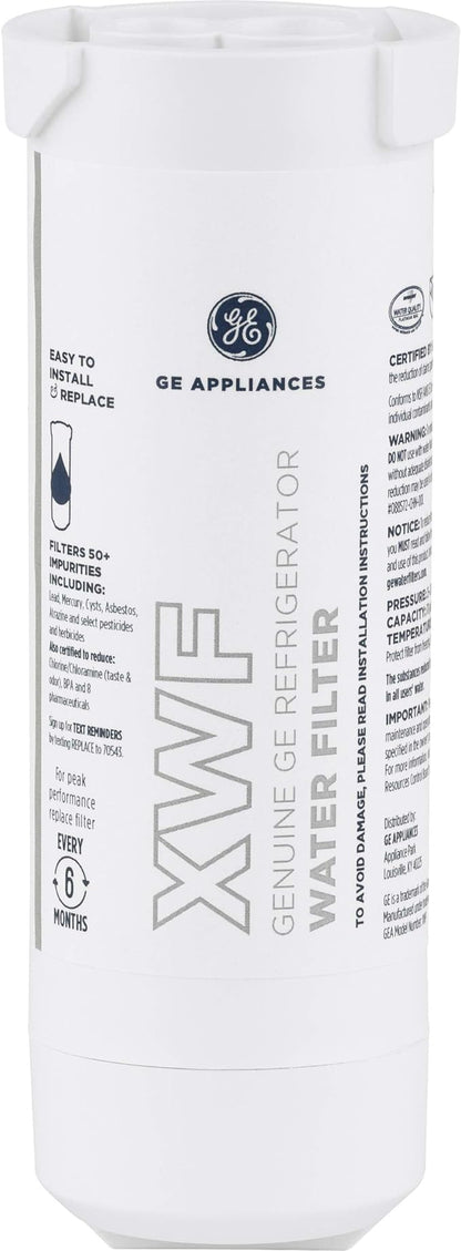 GE XWF Refrigerator Water Filter | Certified to Reduce Lead, Sulfer, and 50+ Other Impurities | Replace Every 6 Months for Best Results | Pack of 1 C9101-00138
