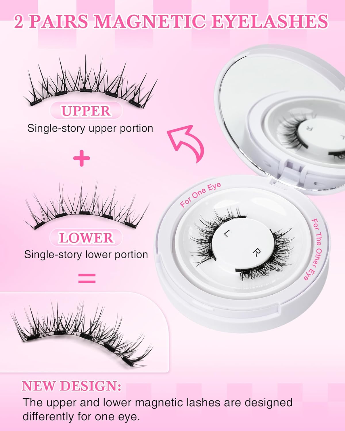 Magnetic Eyelashes Manga Lashes Natural Look, Easy To Wear And Remover, 2 P