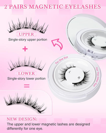 Magnetic Eyelashes Manga Lashes Natural Look, Easy To Wear And Remover, 2 P