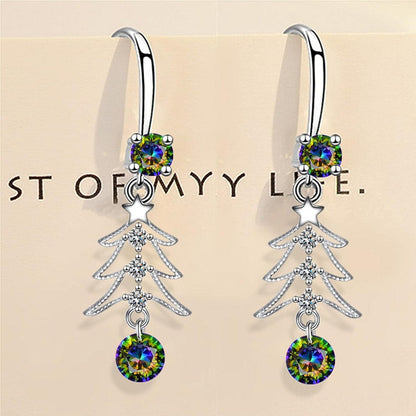 CVAYU Christmas Tree Dangle Drop Earrings for Girls Women Cute Colorful Cub