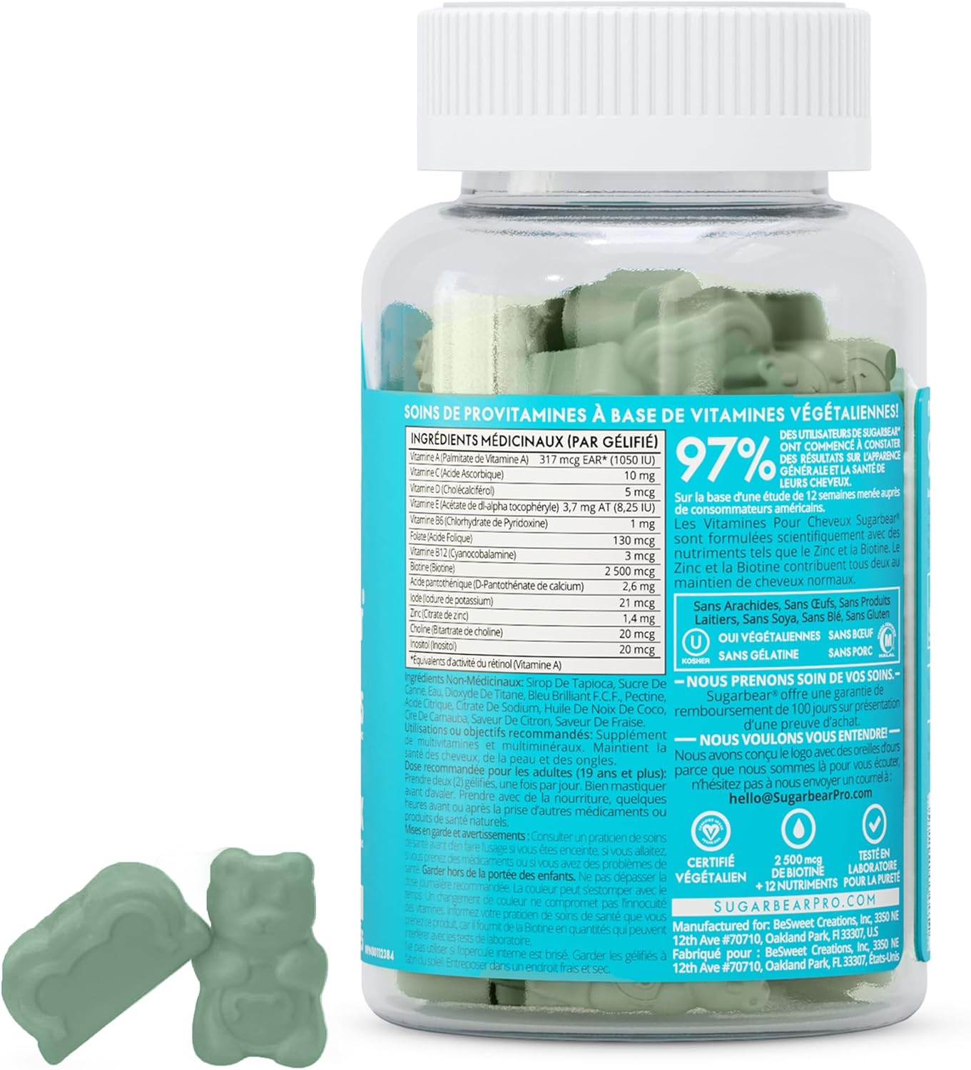 SugarbearPRO Hair Vitamin Longer-Looking Hair Gummy for Women & M