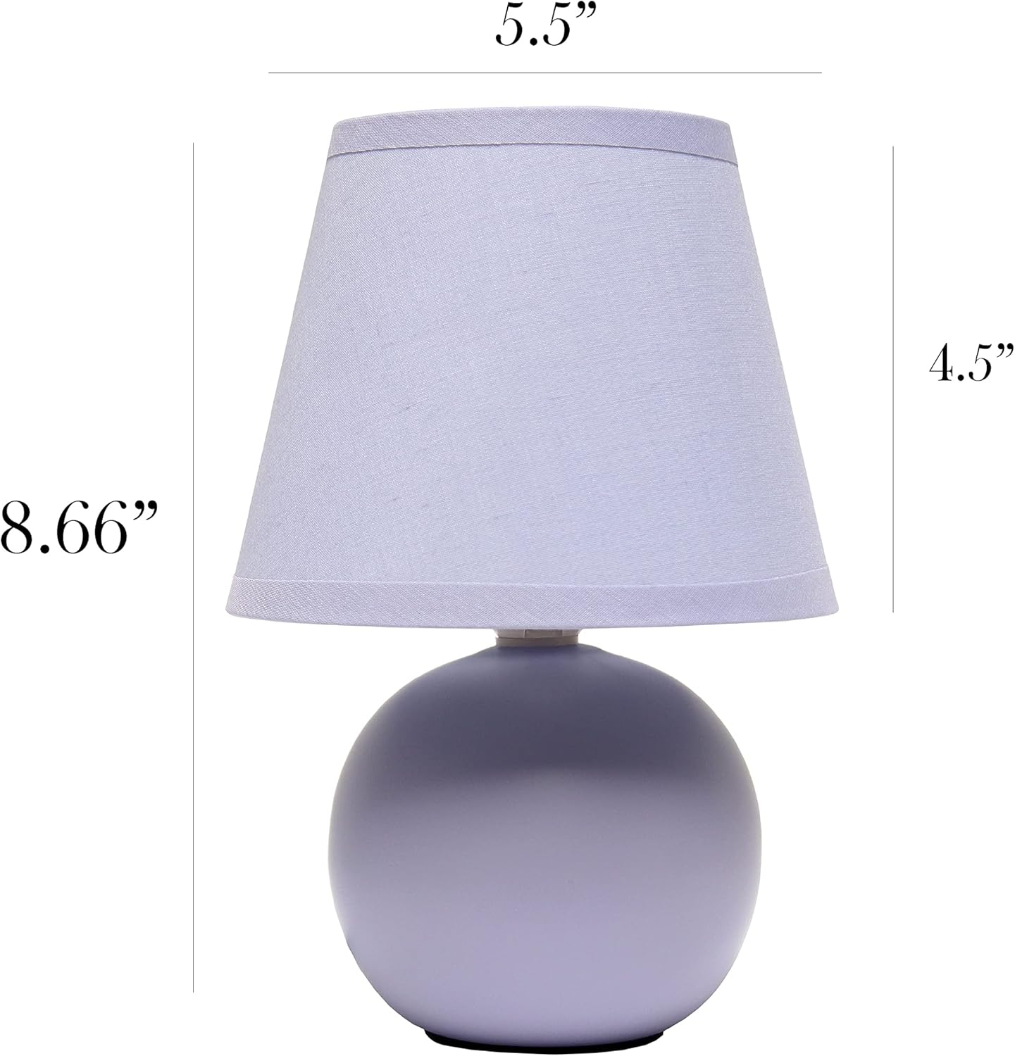 Simple Designs LT2008-PRP-2PK Mini Ceramic Globe Table Lamp 2 Pack Set, Purple