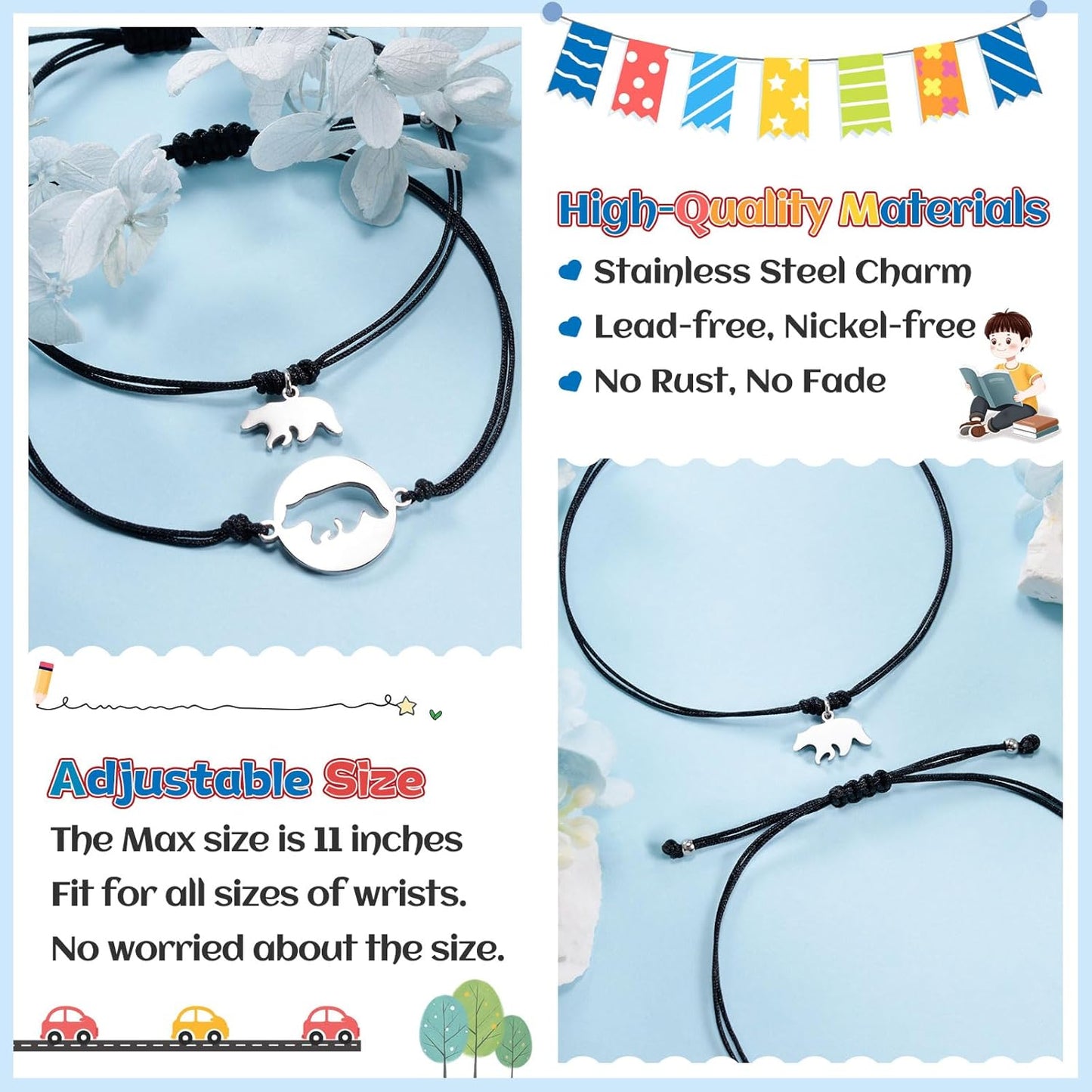 SUNSH Back to School Mommy and Me Bracelet Mother Son Daughter Ma