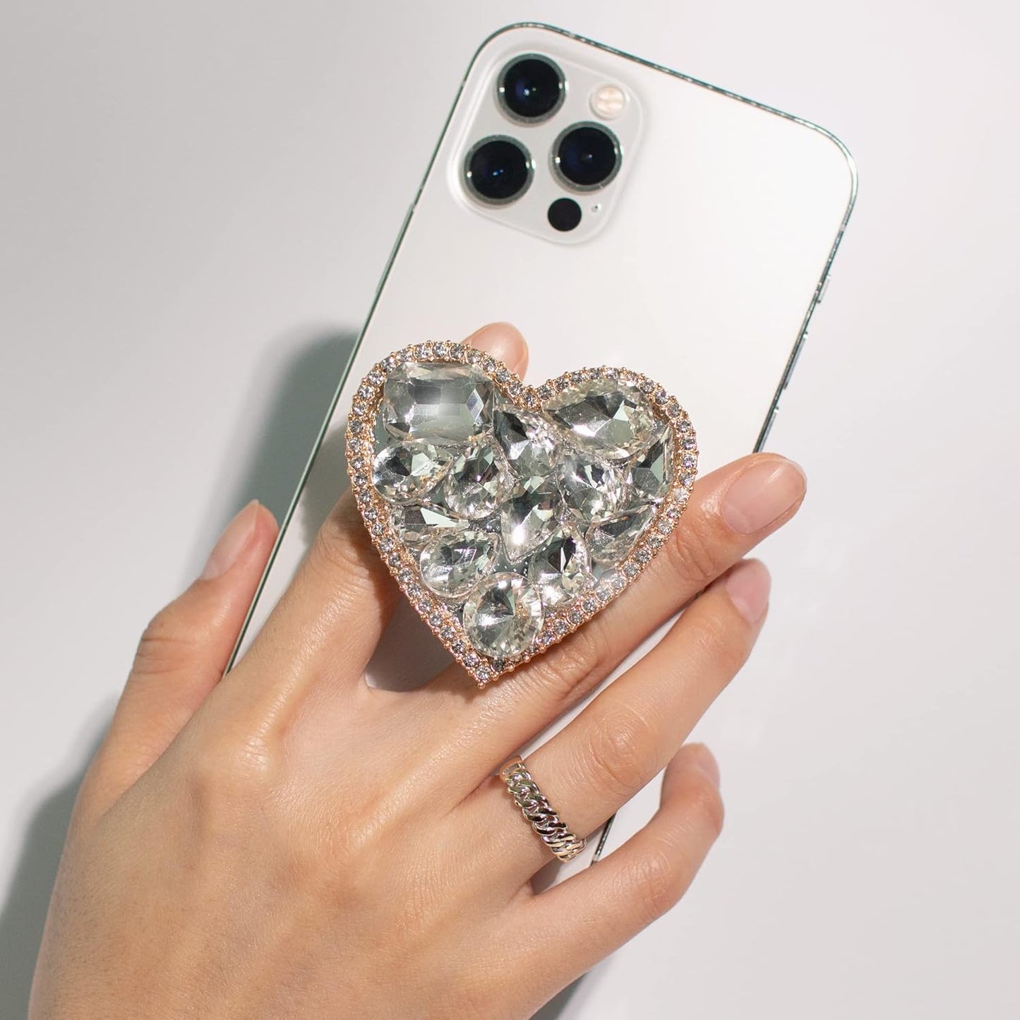 COMMONKUNST Cubic Diamond Bling Bling Cute Heart Shape Collapsible Expandab