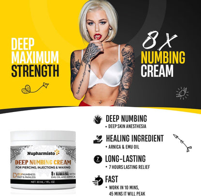 Nupharmisto Deep Numbing Cream for Piercing, Injections& Tattoos,