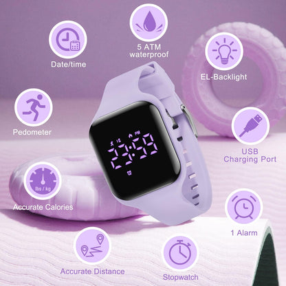 Kids Watch, No App Fitness Tracker Watch for Kids Teenager Digital Watch with Steps Counter/Distance/Calories/Alarm/Stopwatch Fitness Watch for Kids Girls Boys Gift for Teens