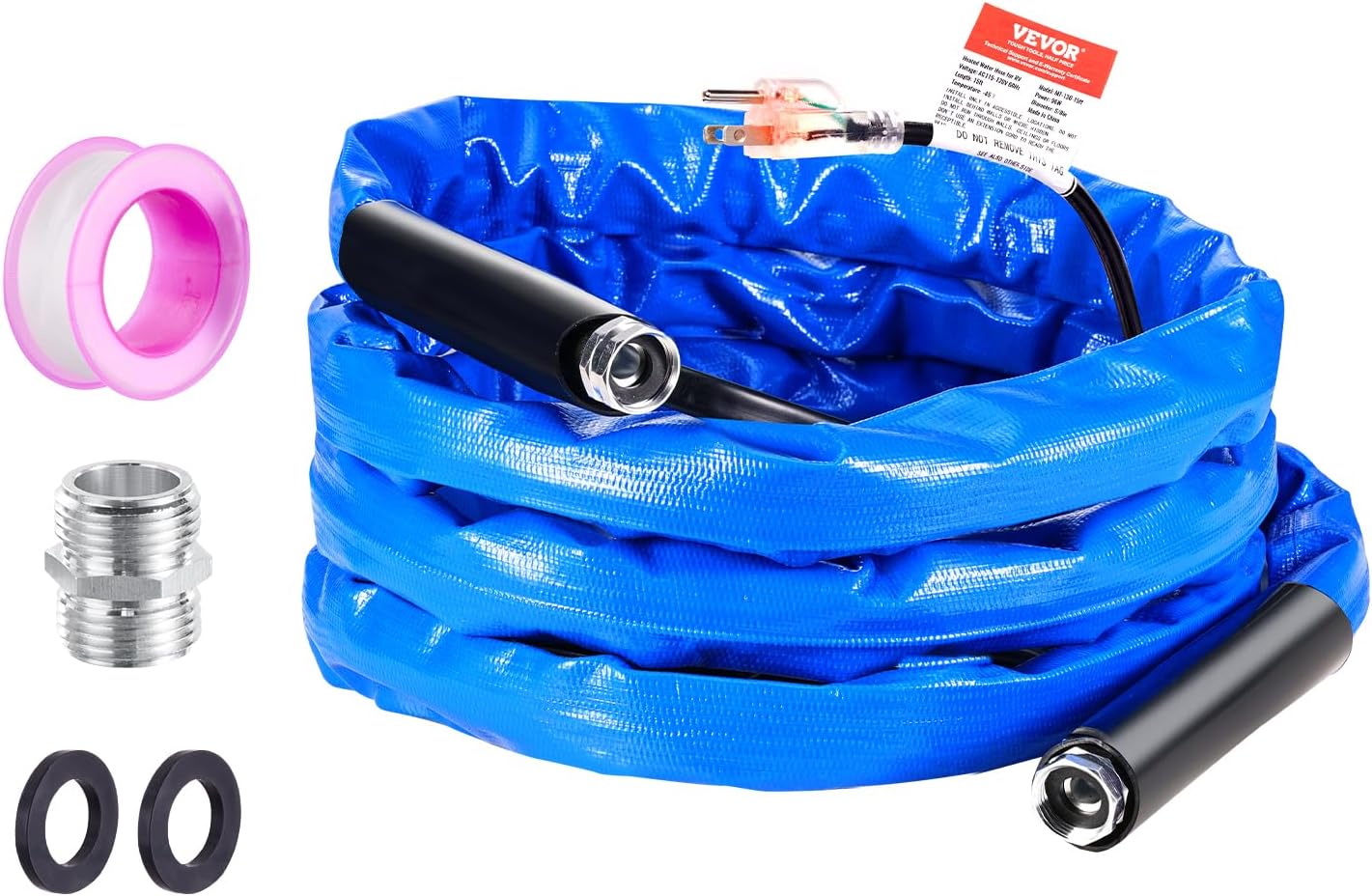 VEVOR 15ft Heated Water Hose for RV, Heated Drinking Water Hose w