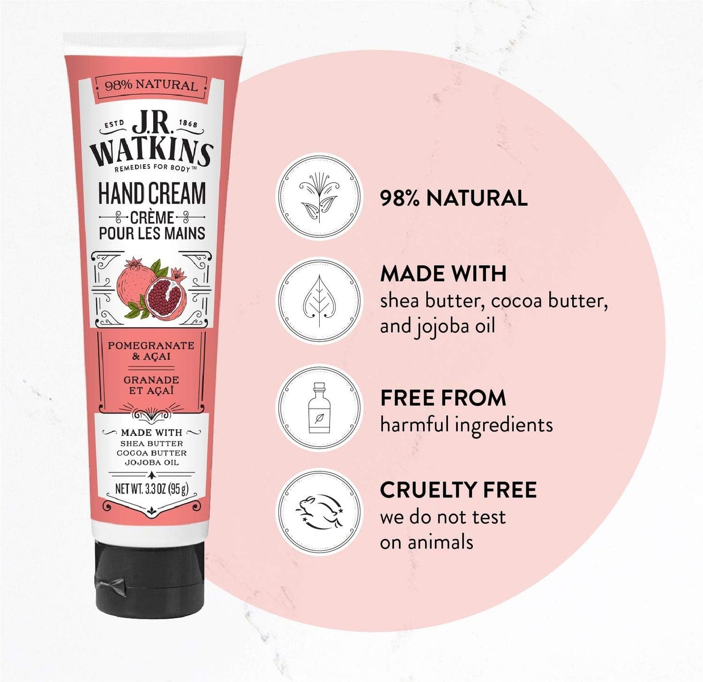 J.R. Watkins Pomegranate and Acai Natural Moisturizing Hand Cream