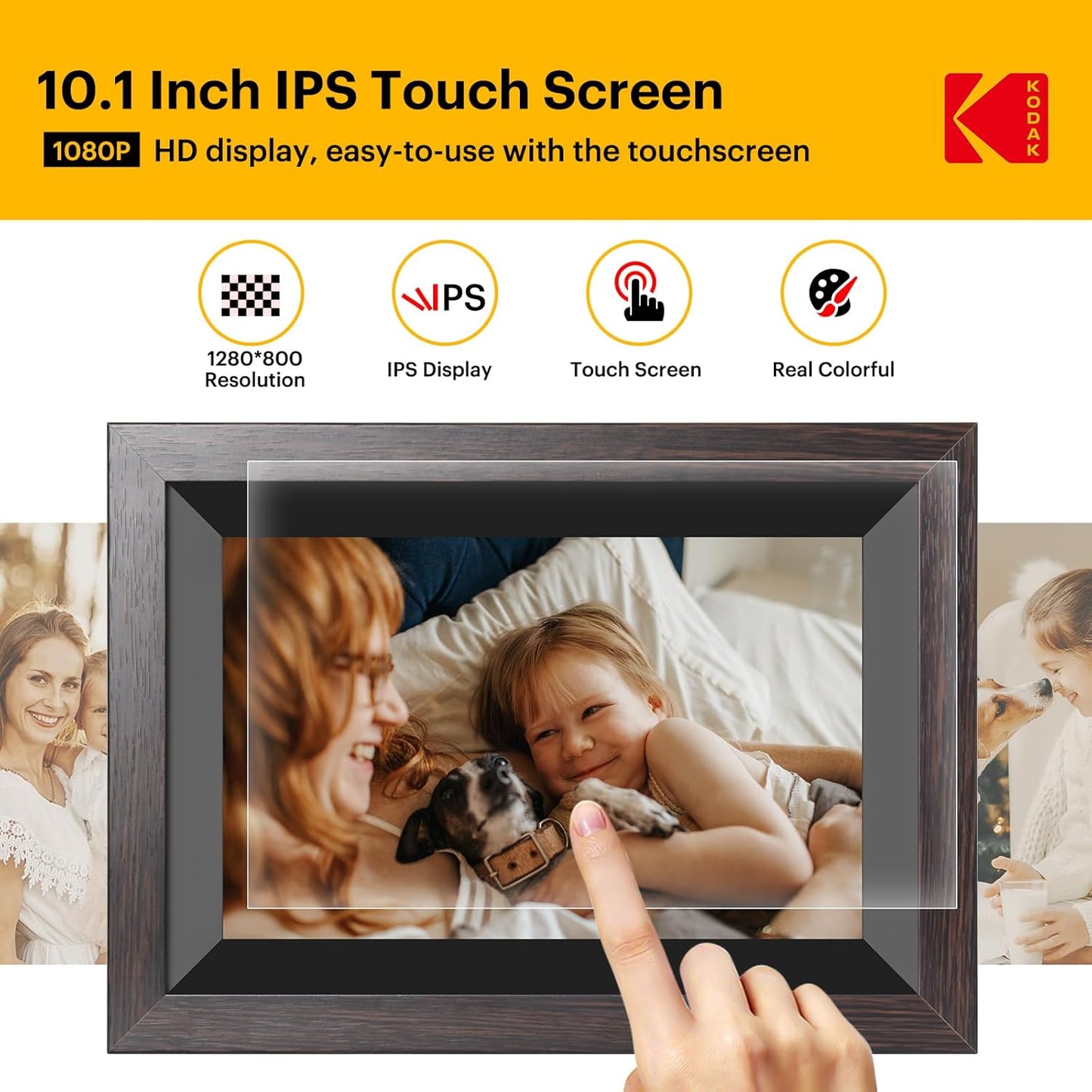 Kodak 1012w 10-inch Solid Wood WIFI Digital Picture Frame with 32