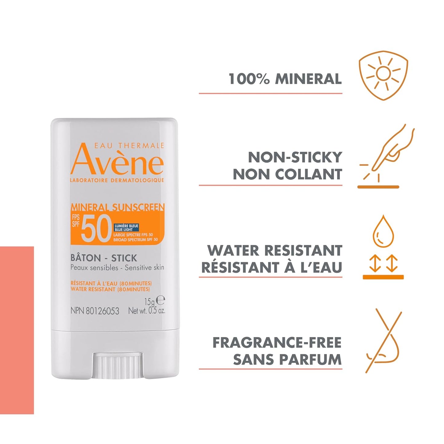 Eau Thermale Av?ne Sunscreen SPF 50 Face and Body Stick, Mineral