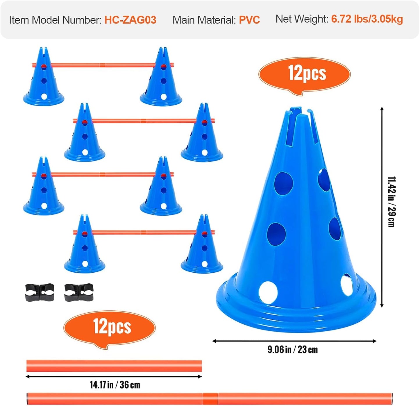 Vevor Dog Agility Hurdle Cone Set of 6