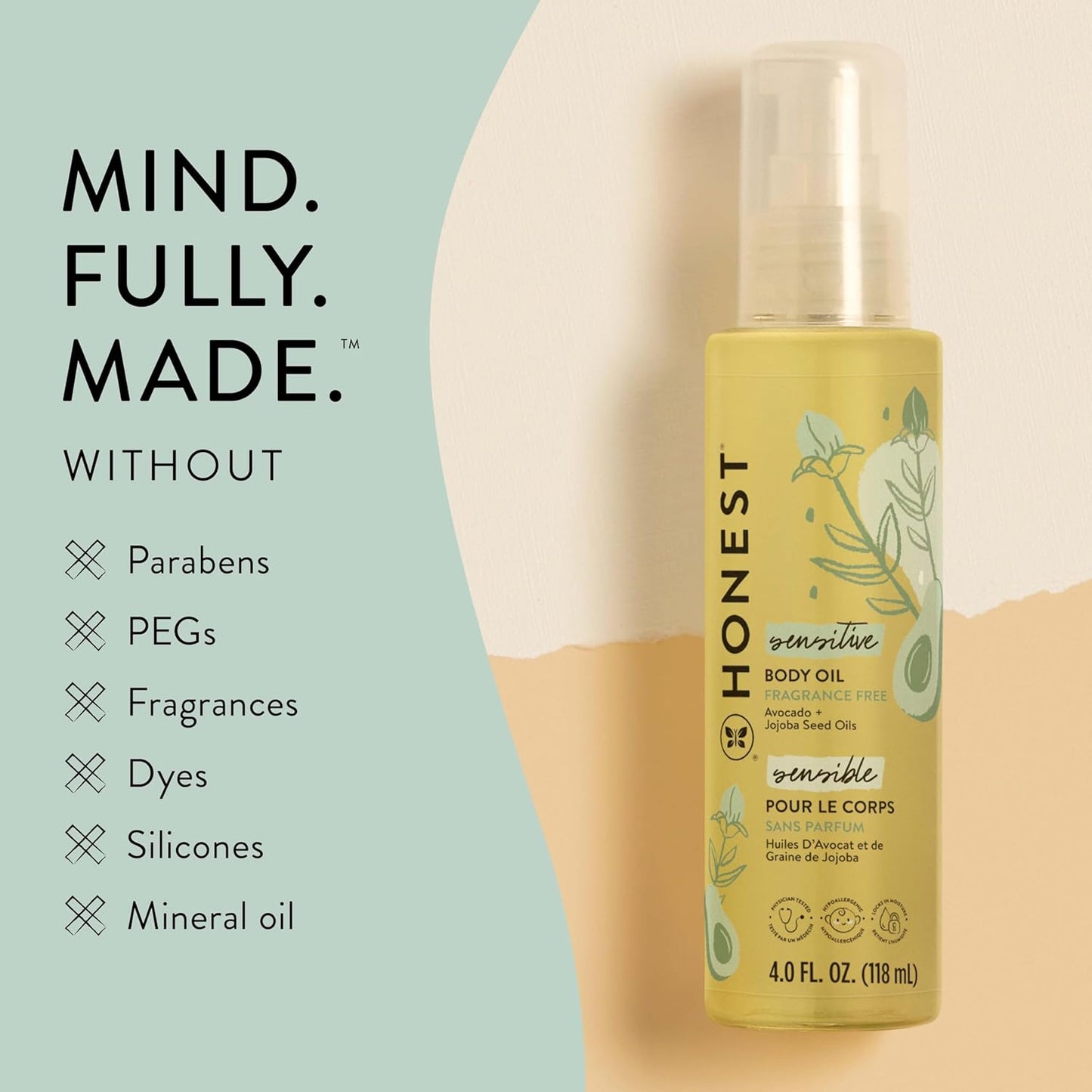The Honest Company Organic Body Oil | Gentle for Baby | Fragrance Free, Pla
