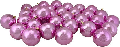 Asstd National Brand Pink Shiny Ball 32-Pc.  Christmas Ornament - PINK ONE SIZE