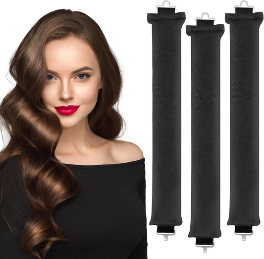 Hair Curler No Heat, 3 Pcs Heatless Hair Curler Rods with Hook, H
