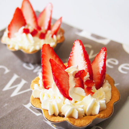 CHEFMADE Mini Pudding Pan Set, 3-Inch 4Pcs Non-Stick Flower-Shaped Pie Brea