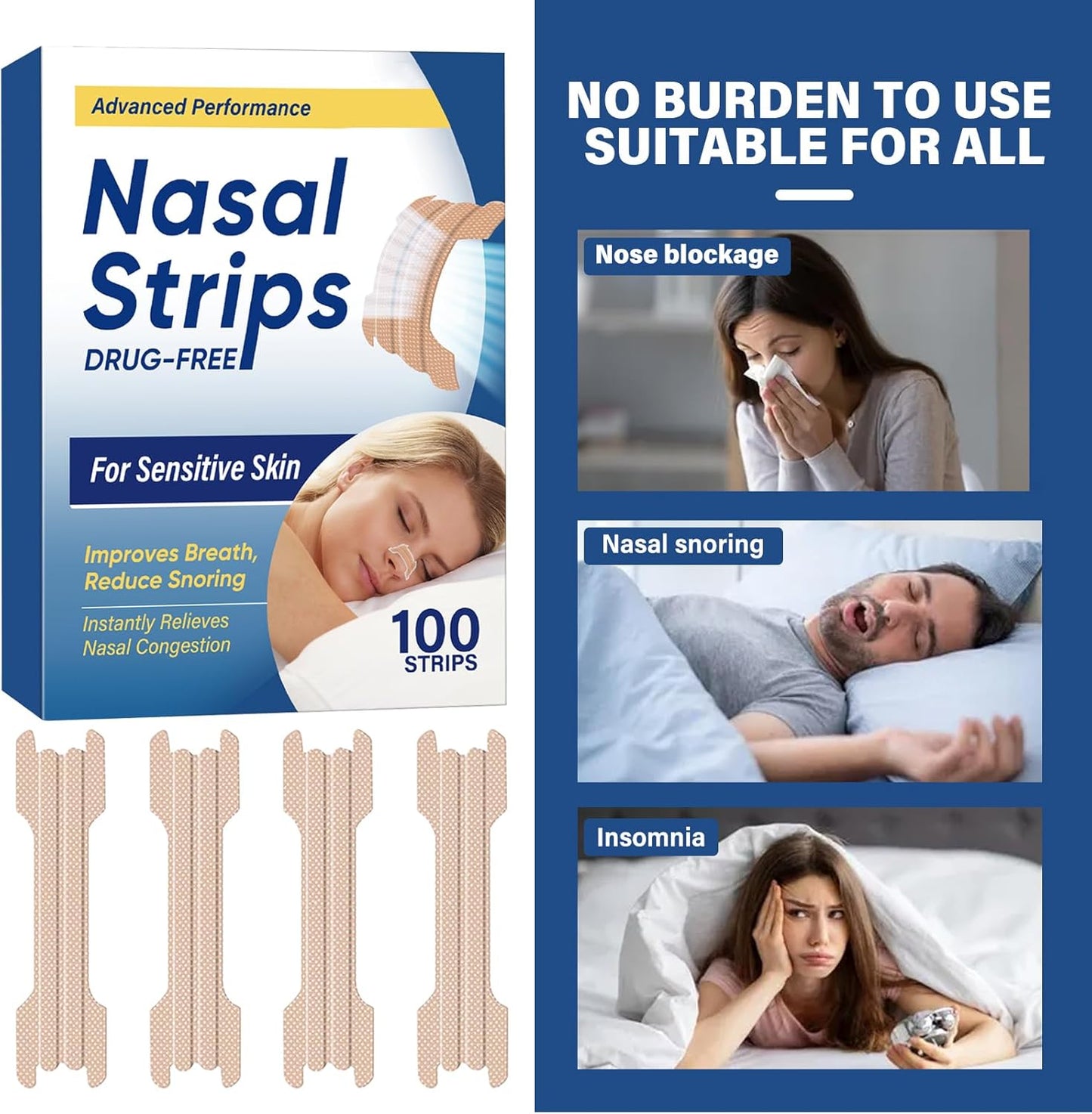 Nasal Strips for Snoring, Anti Snoring Devices, 100 pcs Extra Strength Nasa