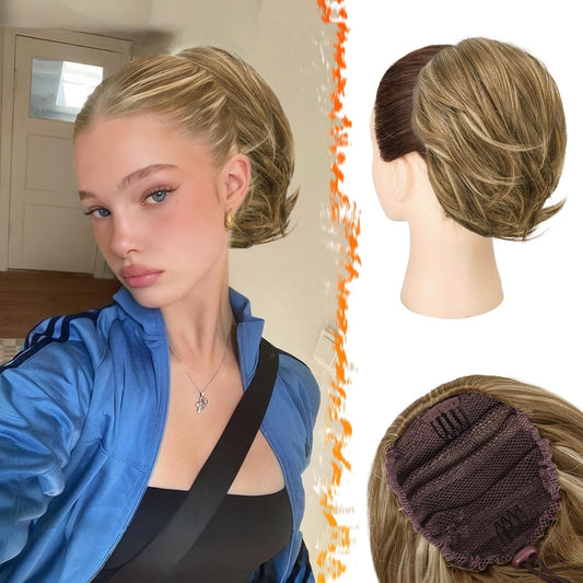 BARSDAR Straight Hair Bun Extensions - Drawstring Hair Bun Extens